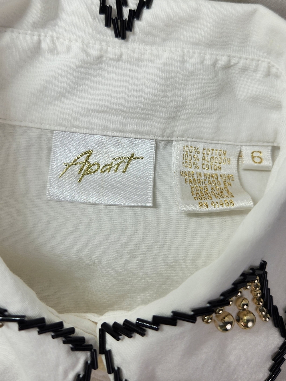 Vintage White Western Button Down Shirt Beaded Studded Embellished Long Sleeve 6 - Picture 11 of 16
